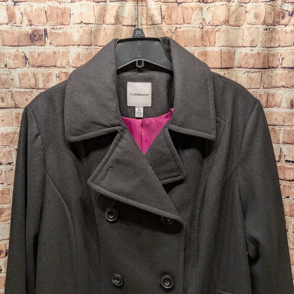 croft & barrow Black Double-Breasted Peacoat Size 2X NWT - Picture 6 of 13
